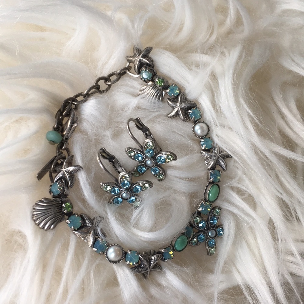 Beach themed bracelet and earrings